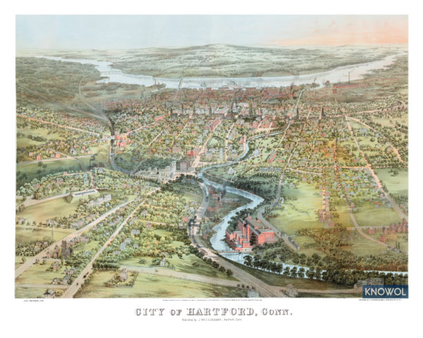 Beautifully detailed map of Hartford, Connecticut from 1864 - CT Restored